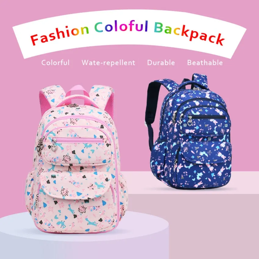 Colorful Print Waterproof Kids Girls Large School Bags
