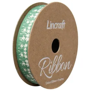 Cotton Ribbon, Flowers Teal- 15mm x 3m