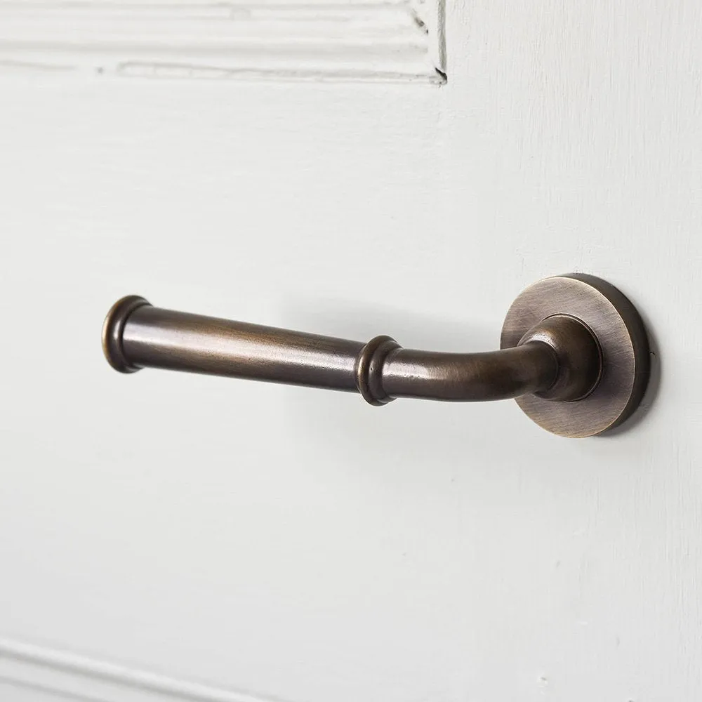 Distressed Antique Brass Grace Lever Door Handles