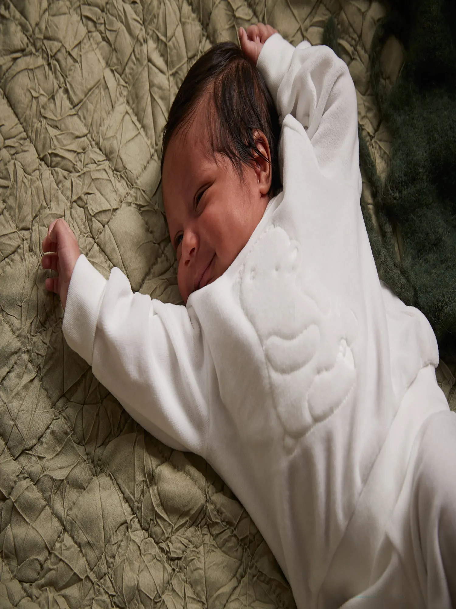 Embroidered Bear Velour Baby Top