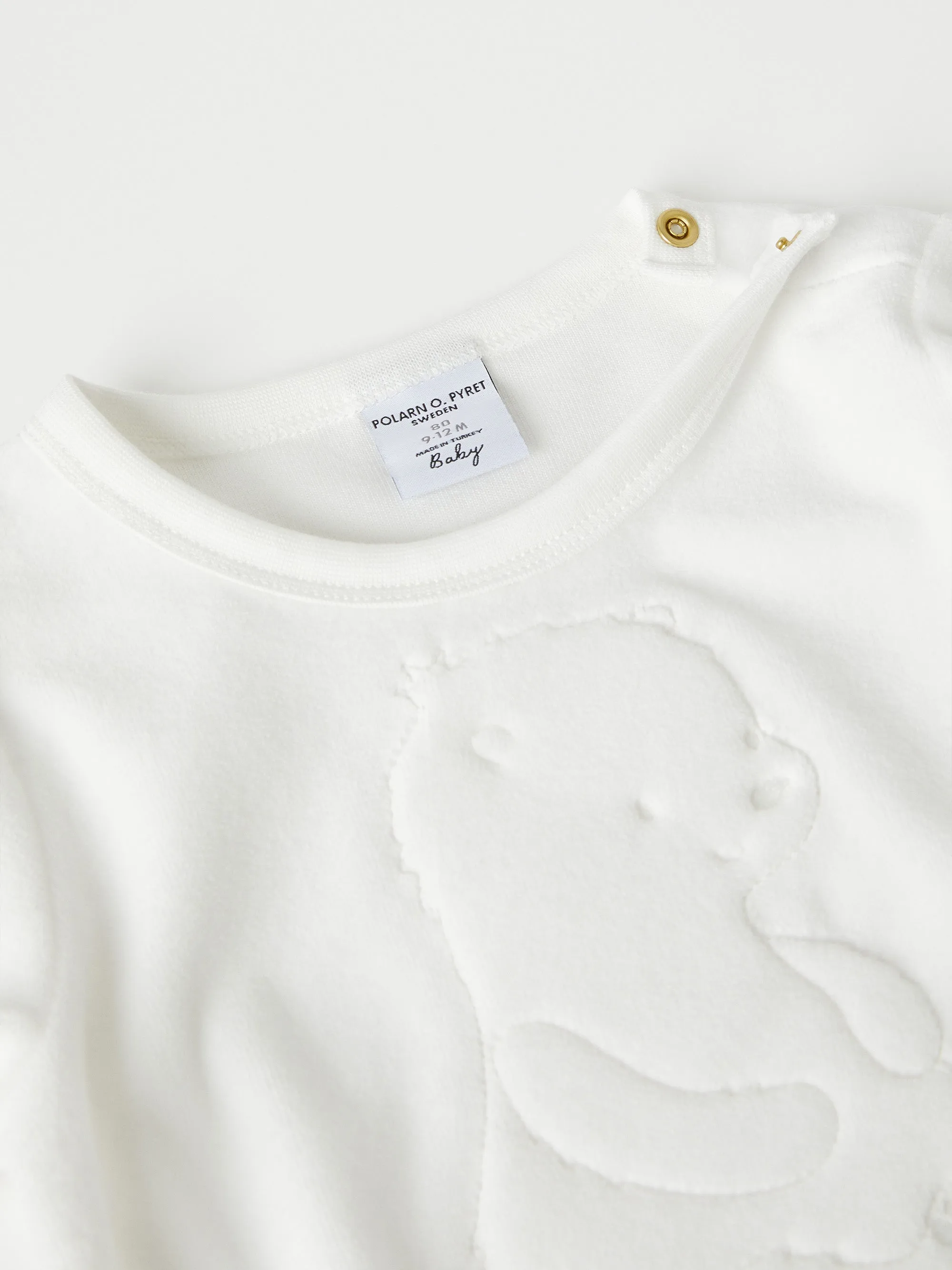 Embroidered Bear Velour Baby Top