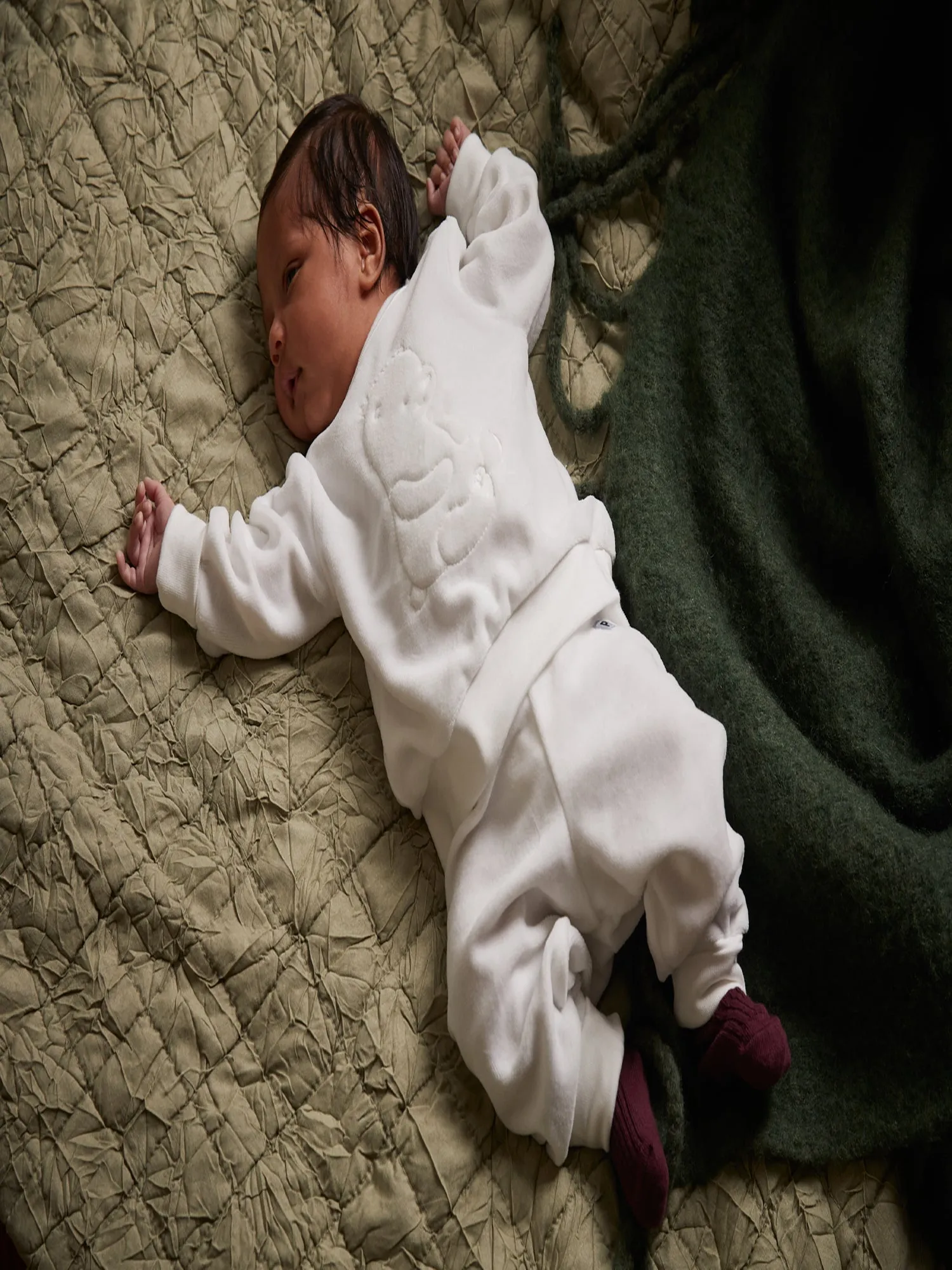 Embroidered Bear Velour Baby Top