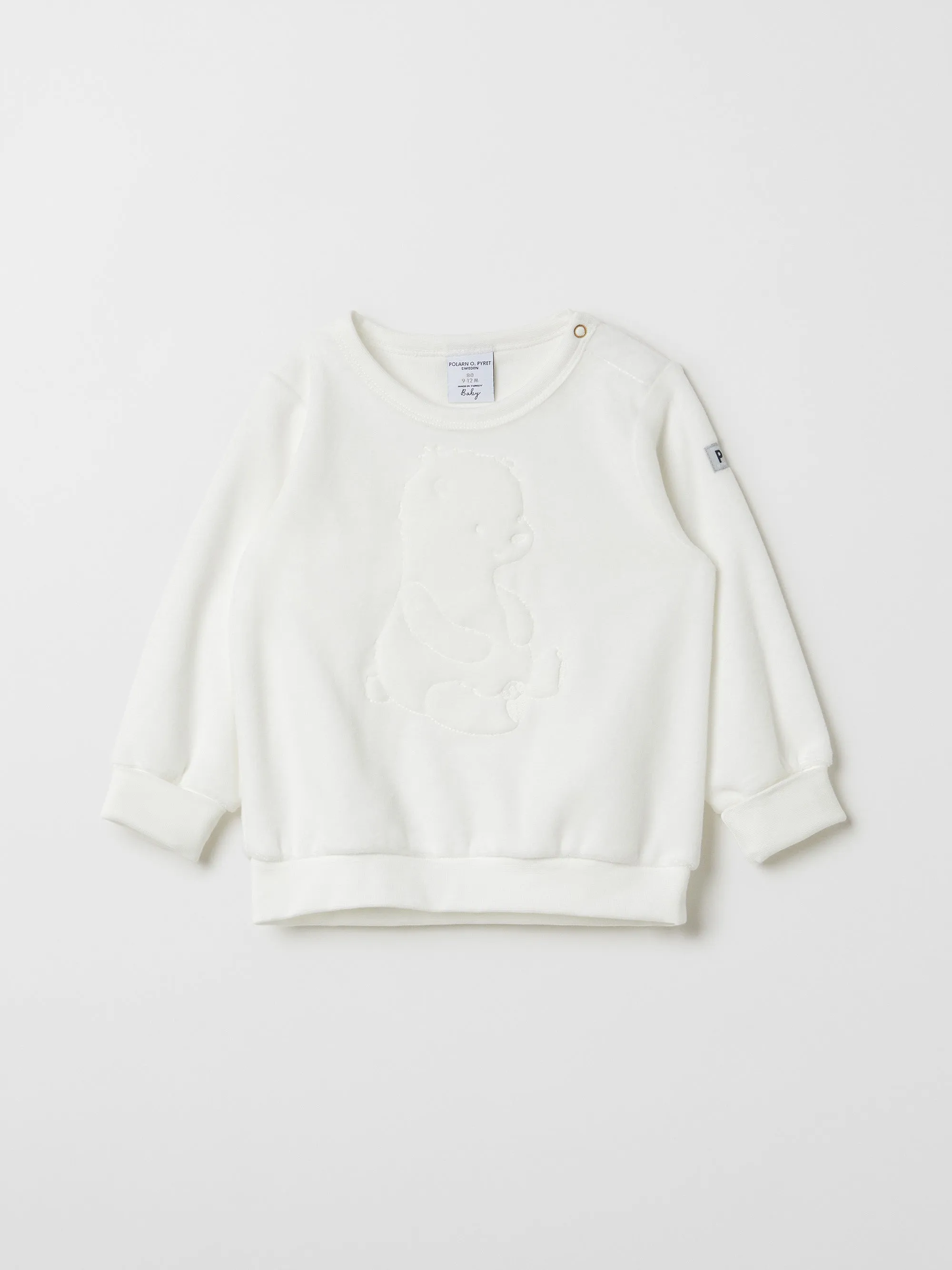 Embroidered Bear Velour Baby Top