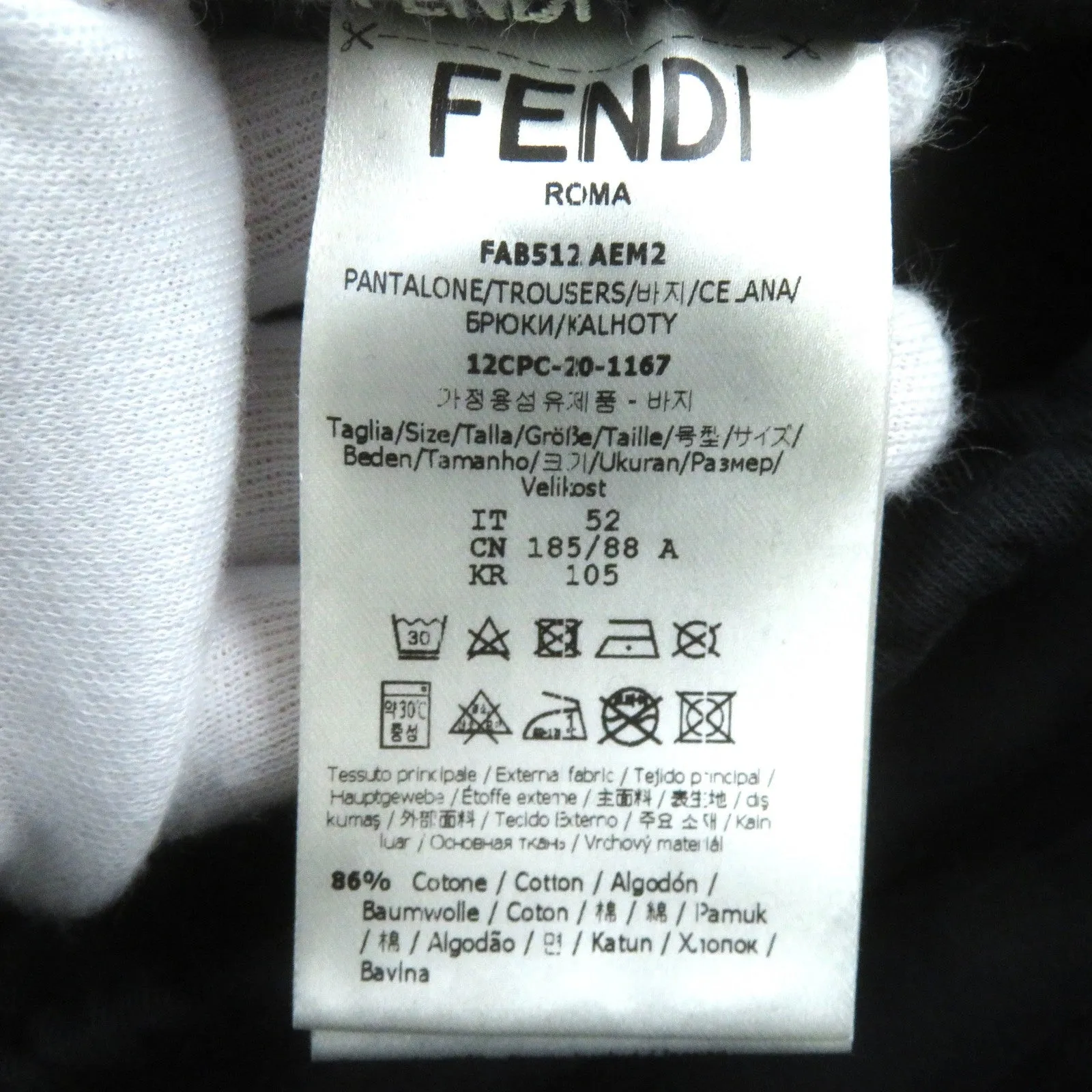 FENDI Pants FAB512 cotton black 52