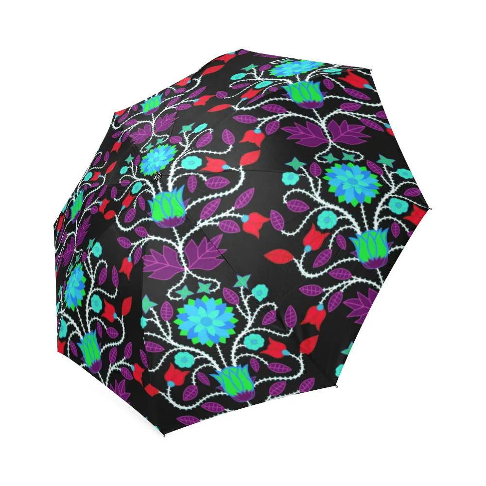 Floral Beadwork Four Clans Winter Foldable Umbrella