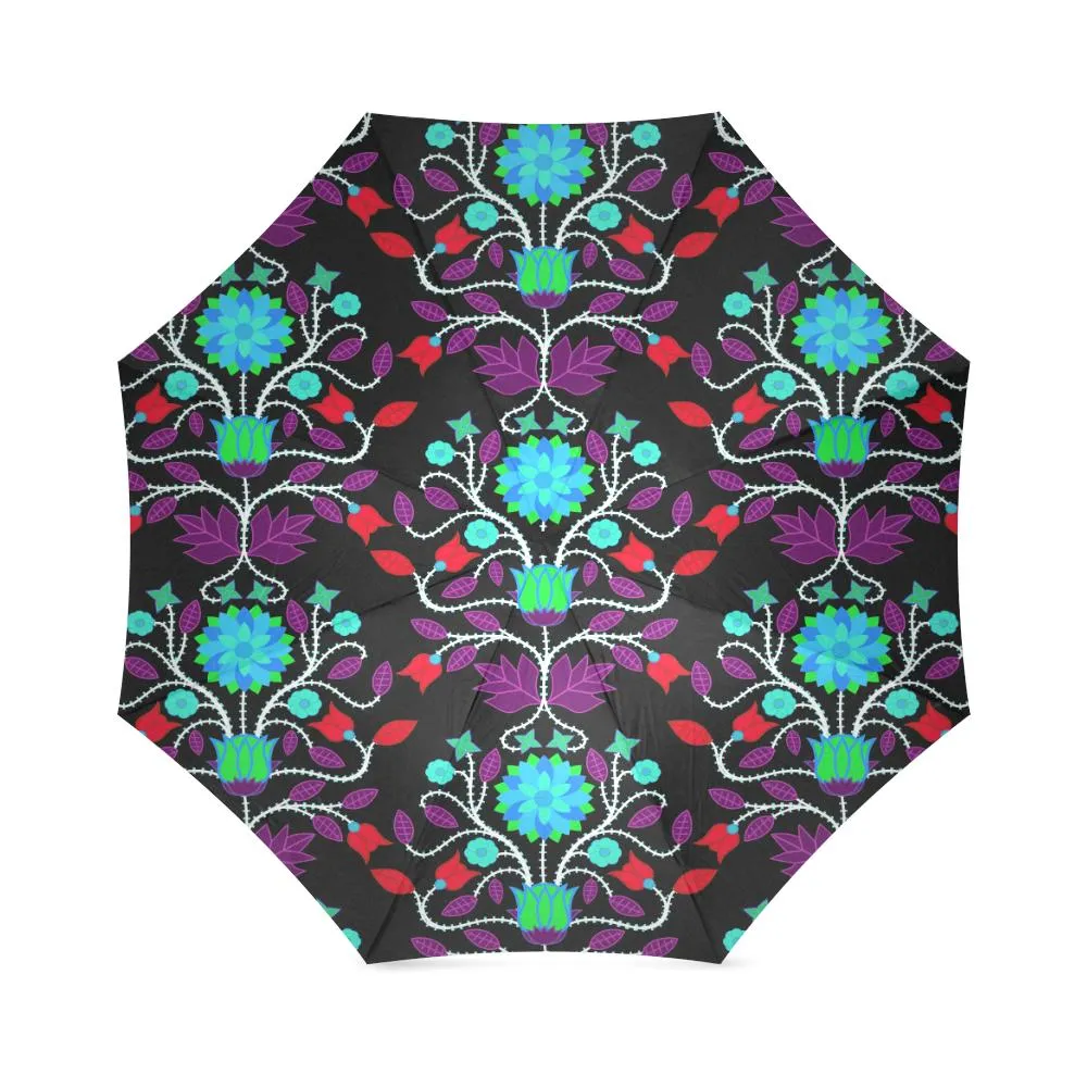Floral Beadwork Four Clans Winter Foldable Umbrella