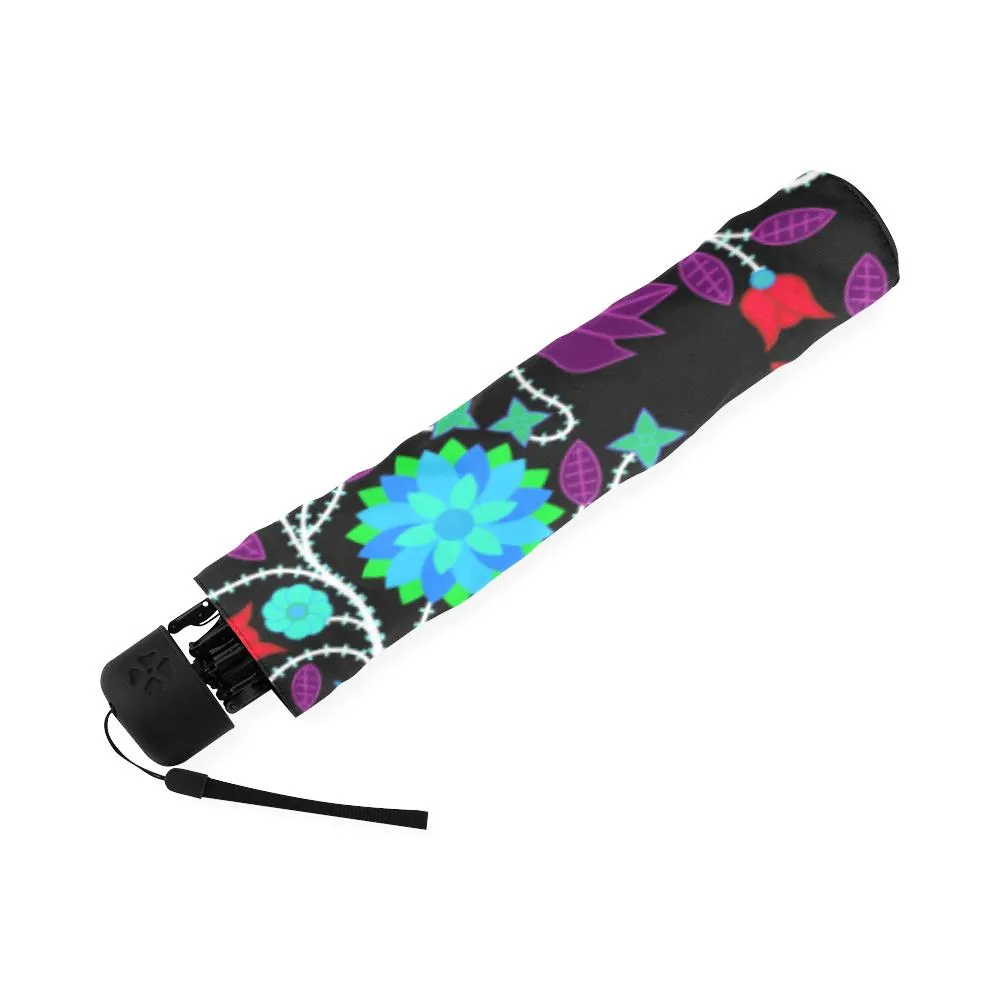 Floral Beadwork Four Clans Winter Foldable Umbrella