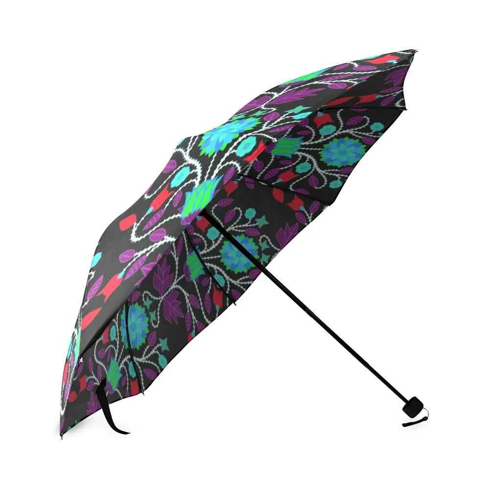 Floral Beadwork Four Clans Winter Foldable Umbrella