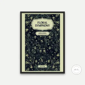 Floral Symphony Vintage Book Cover PRINTABLE ART, Cottagecore Room Decor, Floral Wall Art, Green Botanical Wall Art, Fairycore, Light Academia Aesthetic