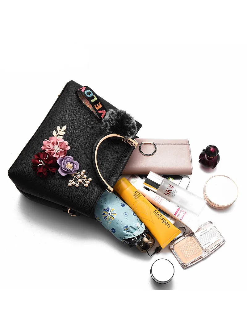Flowers Shell Women's Tote Leather Clutch Bag