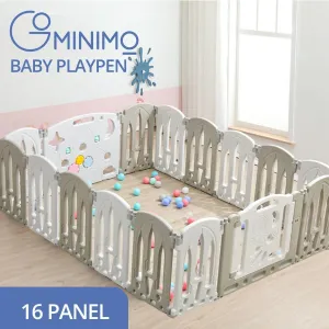 Foldable 16-Panel Baby Playpen w/ Safety Lock, HDPE Material - GOMINIMO