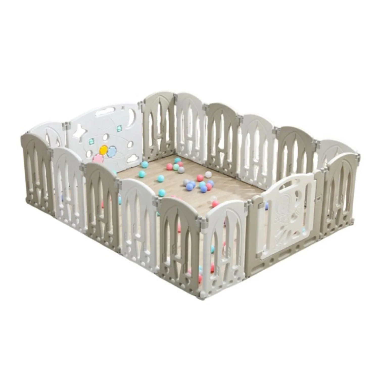 Foldable 16-Panel Baby Playpen w/ Safety Lock, HDPE Material - GOMINIMO