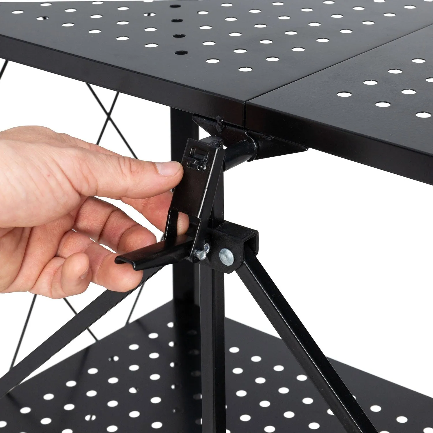 Foldable Portable 4-Tier Storage Shelf, Wheels, Black, EKKIO