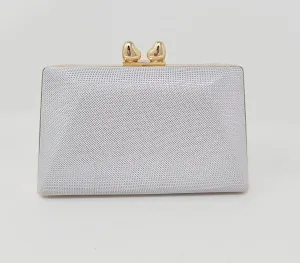 Grey Silver Knit Clutch Bag
