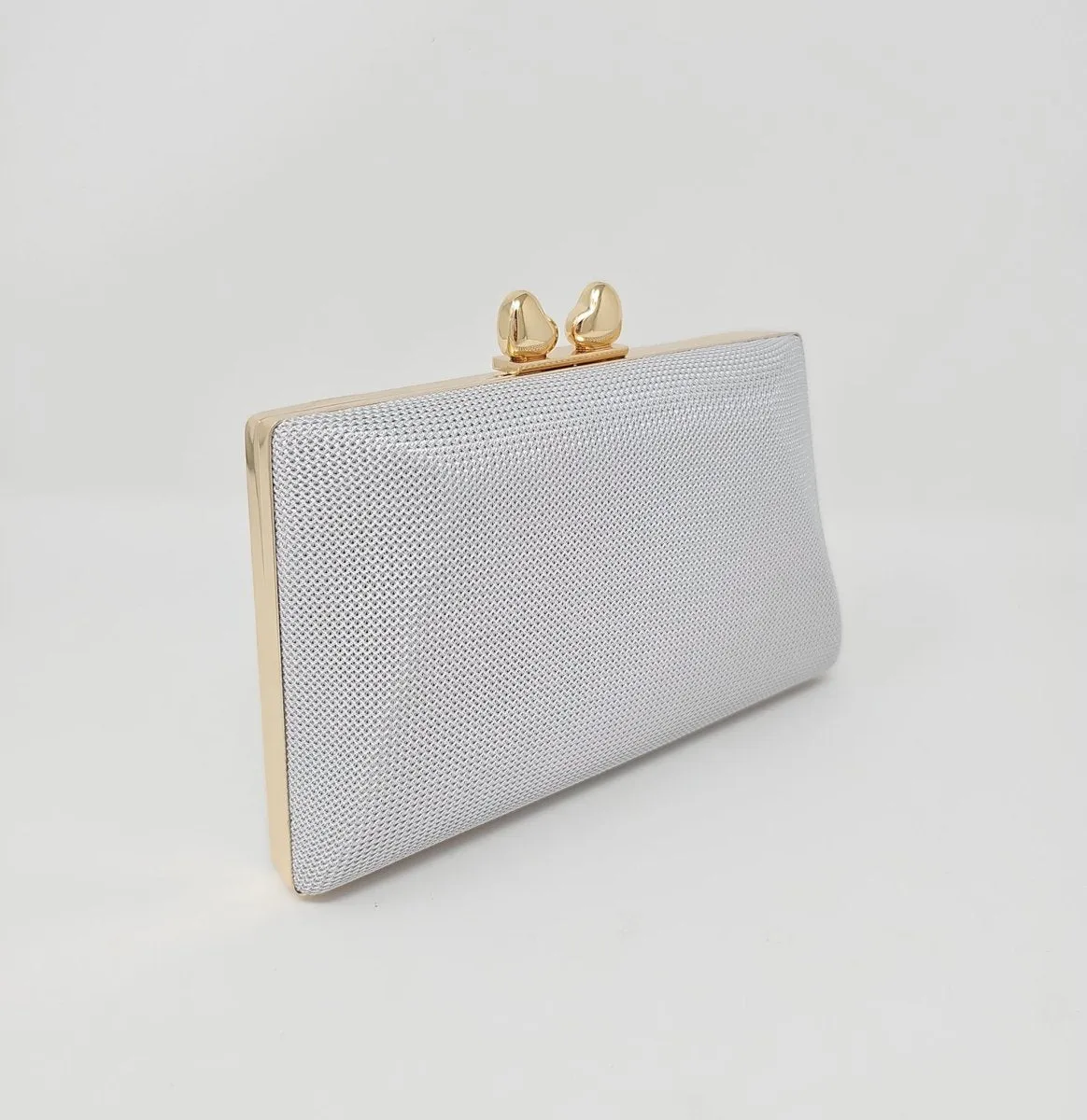 Grey Silver Knit Clutch Bag