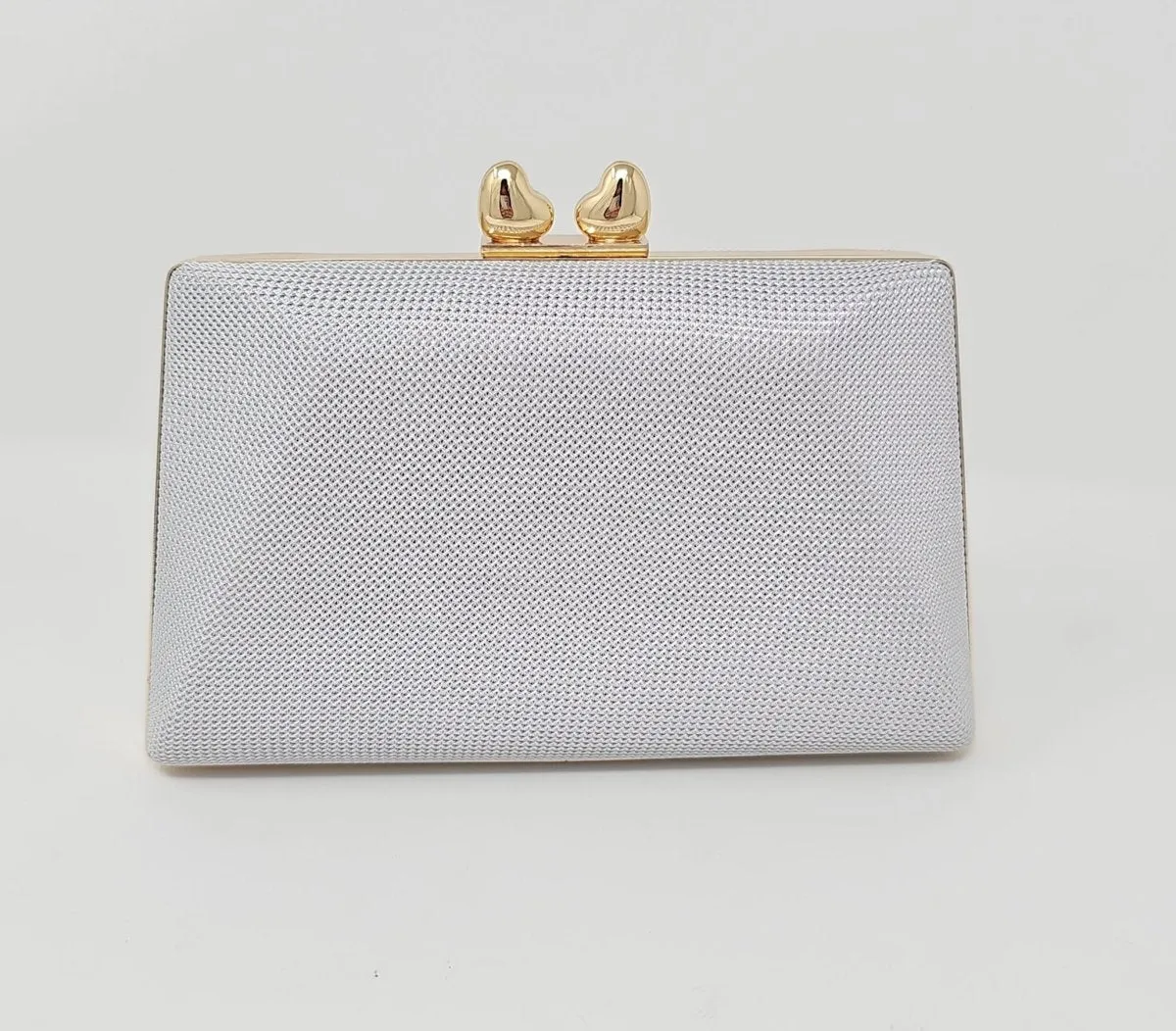 Grey Silver Knit Clutch Bag