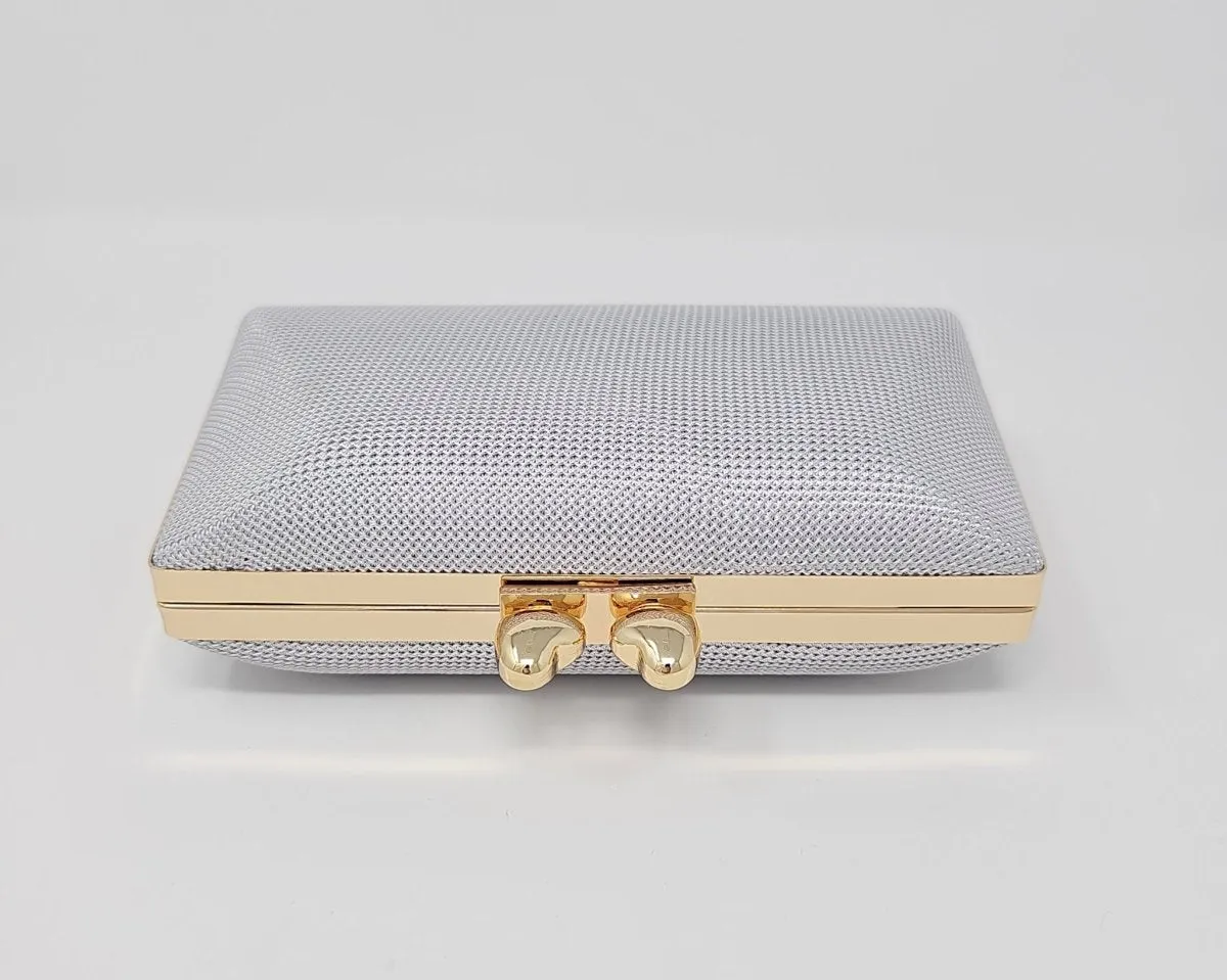 Grey Silver Knit Clutch Bag