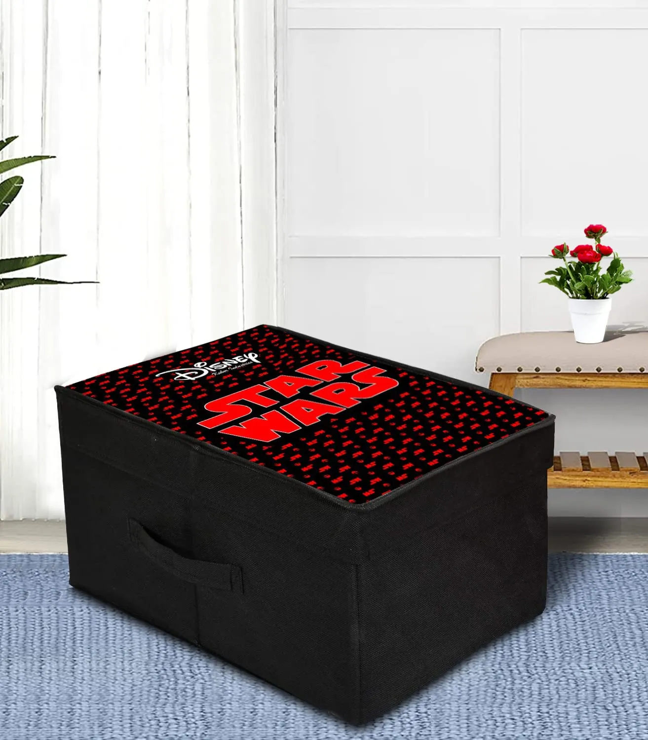 Heart Home Star War Printed Multipurposes Non-Woven Flodable Storage Box/Oragnizer (Black)-HS43HEARTH26570