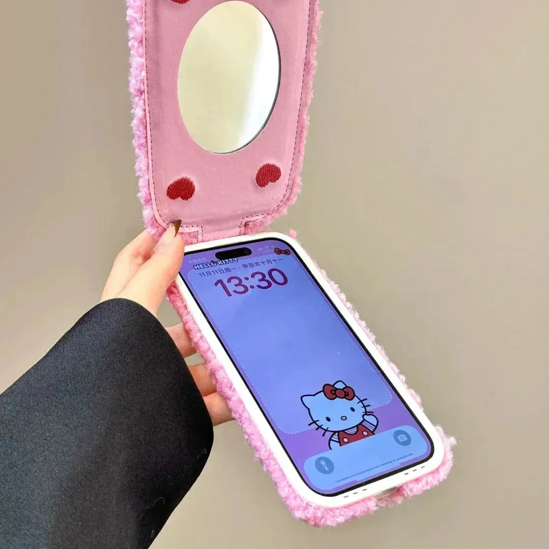 Hello Kitty Flip Plush Mirror Case (For iPhones)