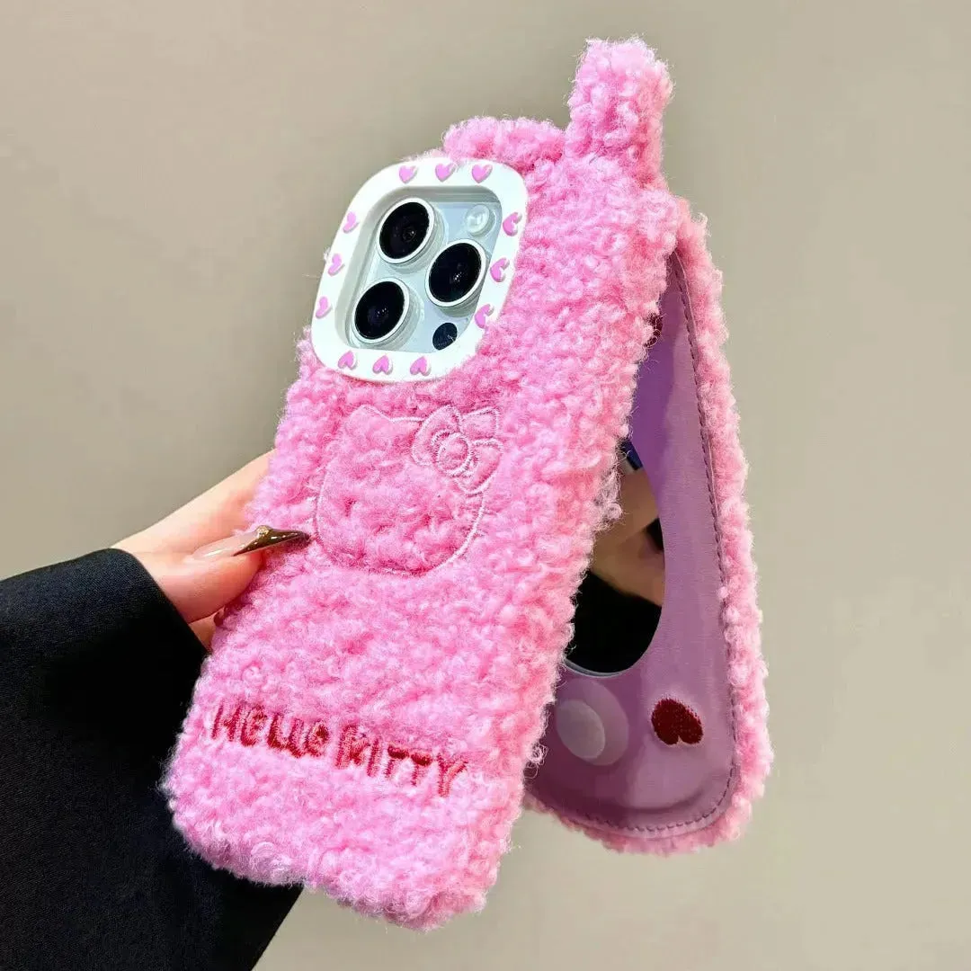 Hello Kitty Flip Plush Mirror Case (For iPhones)