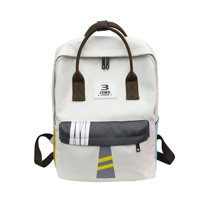 INS Schoolbag Female Japanese-Style Retro Graffiti Contrast Color Backpack Early South Korea/High School Student Backpack Fresh Literature and Art Bag
