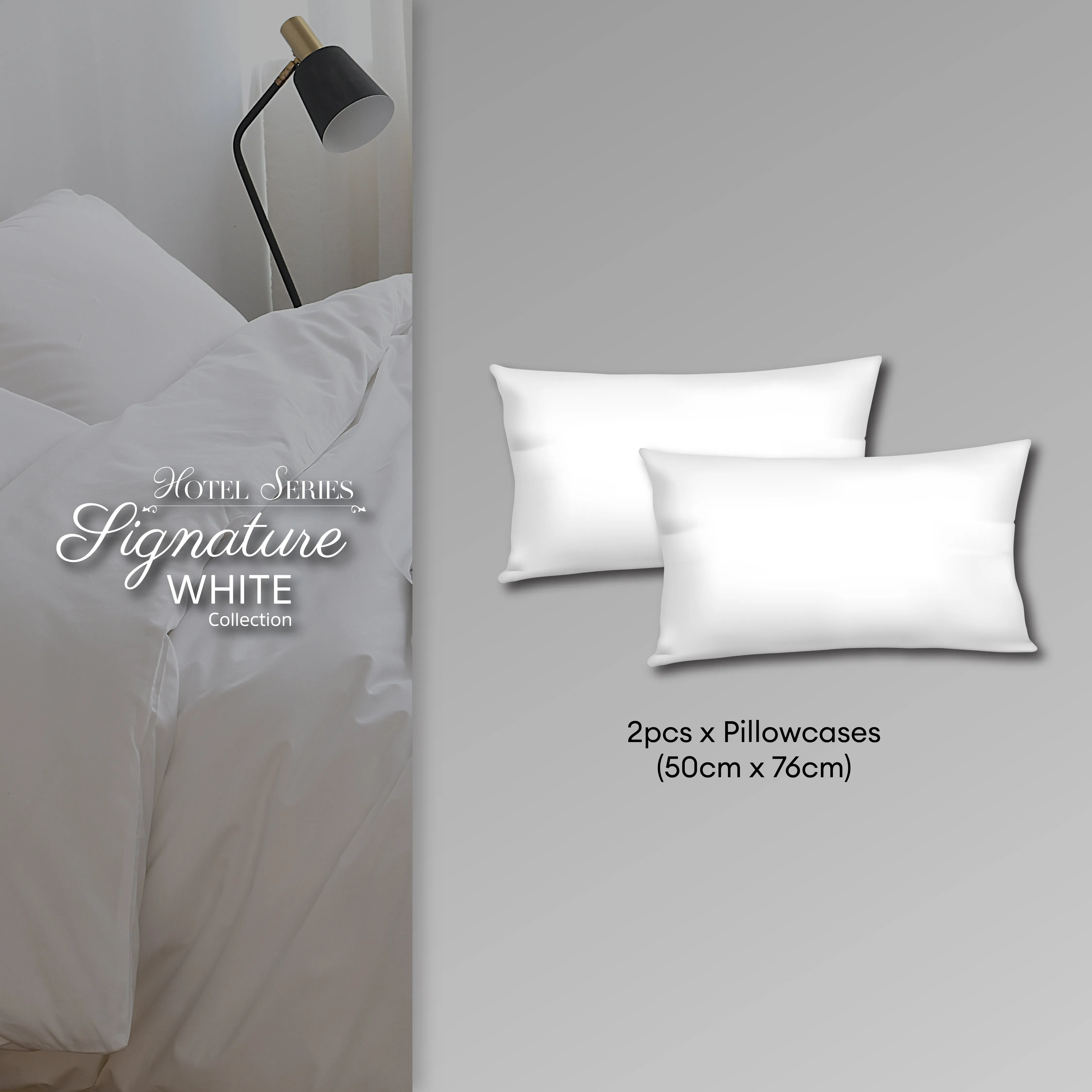 Jean Perry 100% Cotton Hotel Series Signature White 2pcs Pillow Case - 950TC