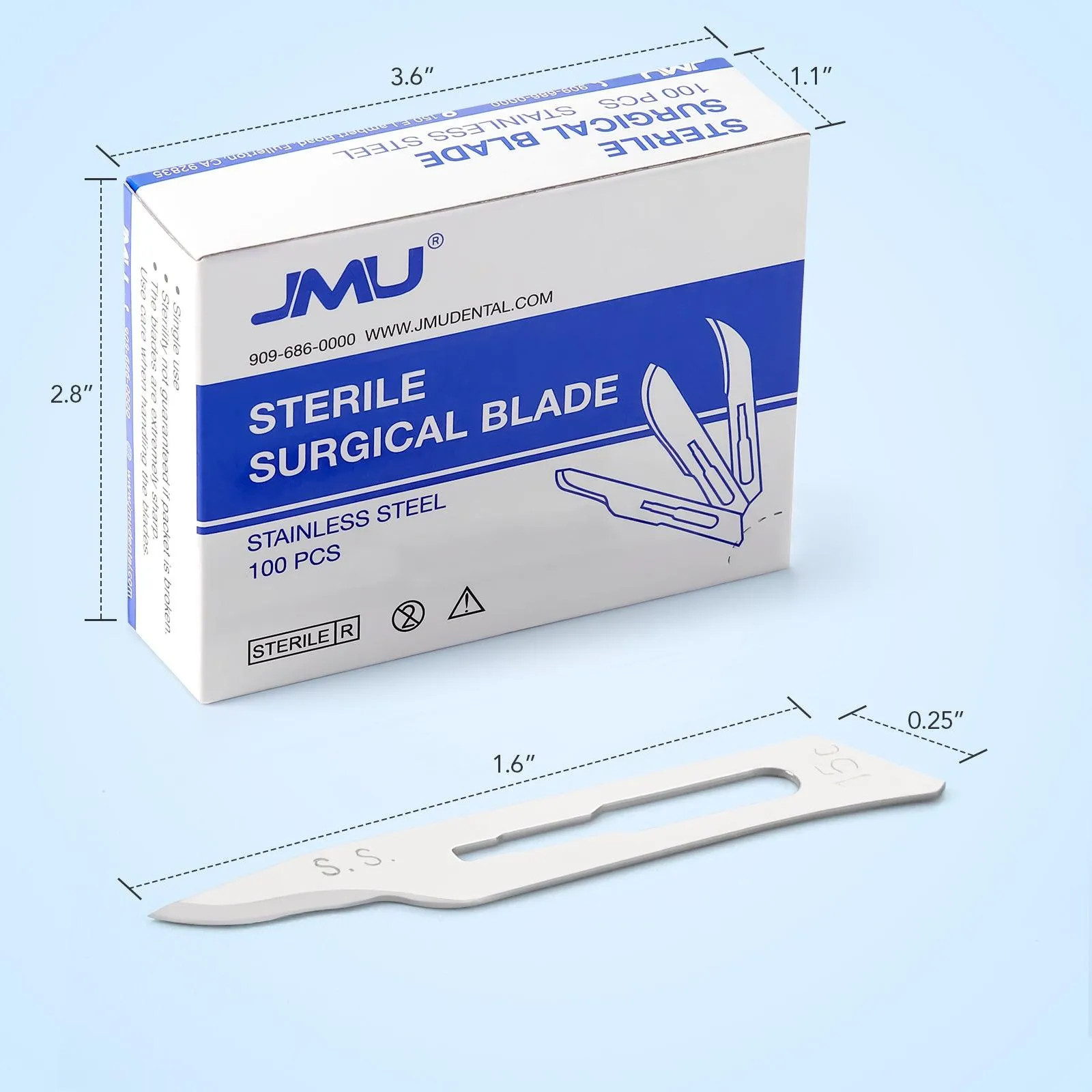 JMU Dental Surgical Blade #15C Stainless Steel 100pcs/Box
