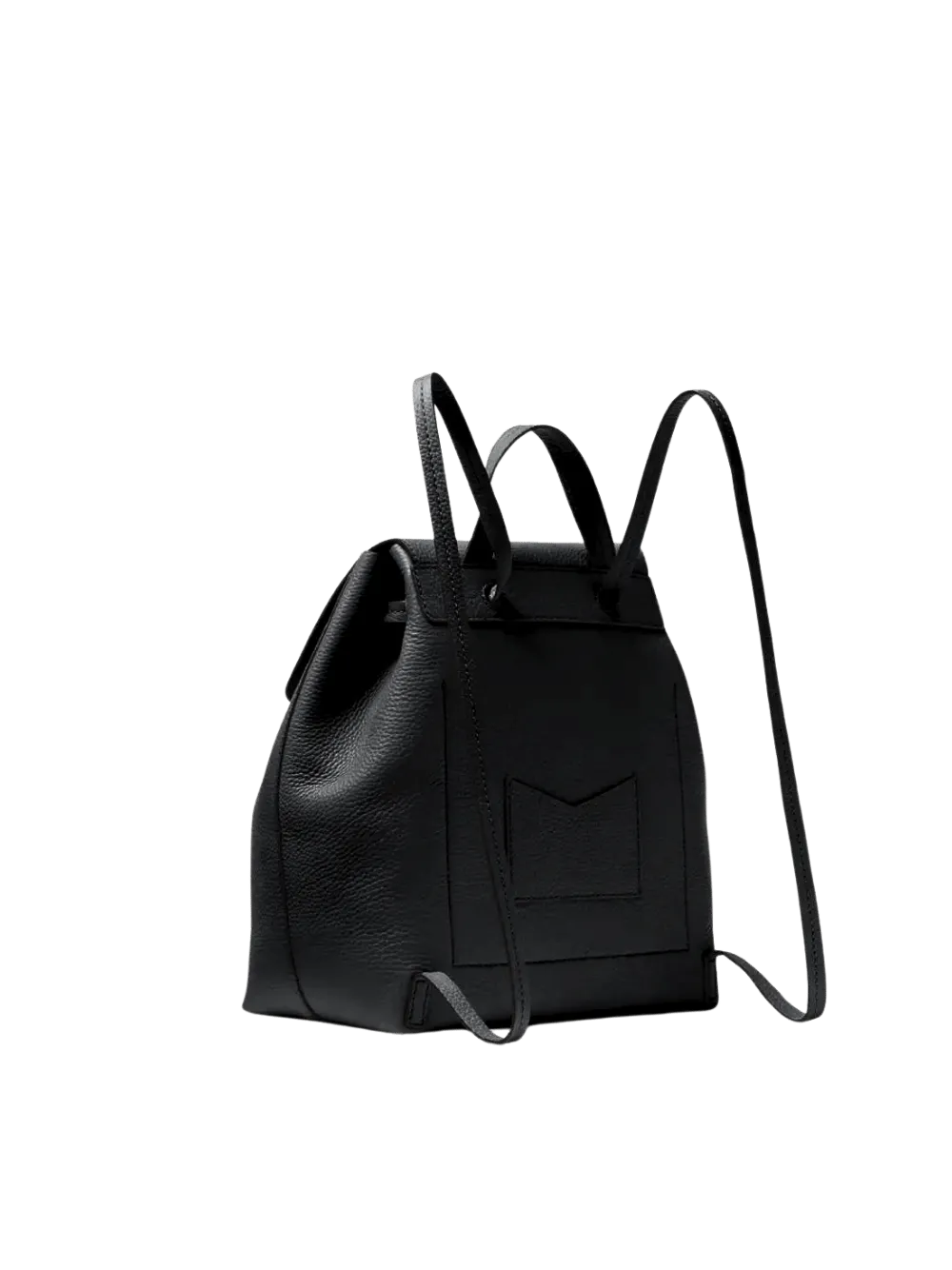 Junie Flap Leather Backpack in Black