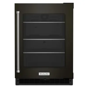 KitchenAid Black Stainless Steel 24" Undercounter Refrigerator with Glass Door and Shelves with Metallic Accents ( 5.20 Cu.Ft ) - KURR314KBS