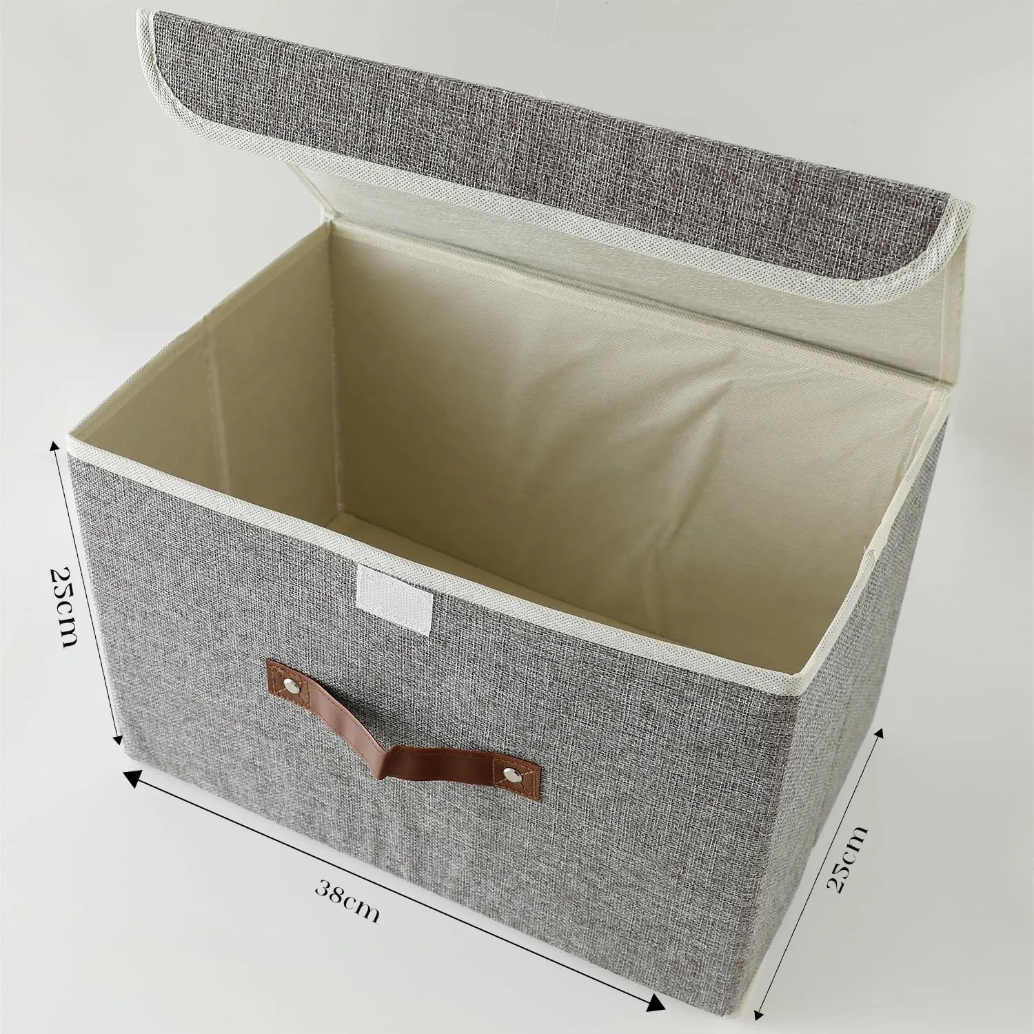 Kuber Industries Large Storage Box With Lid|Foldable Toys Storage Bin|Wardrobe Organizer For clothes|Front Handle & Sturdy Pack Of-6 (Grey)