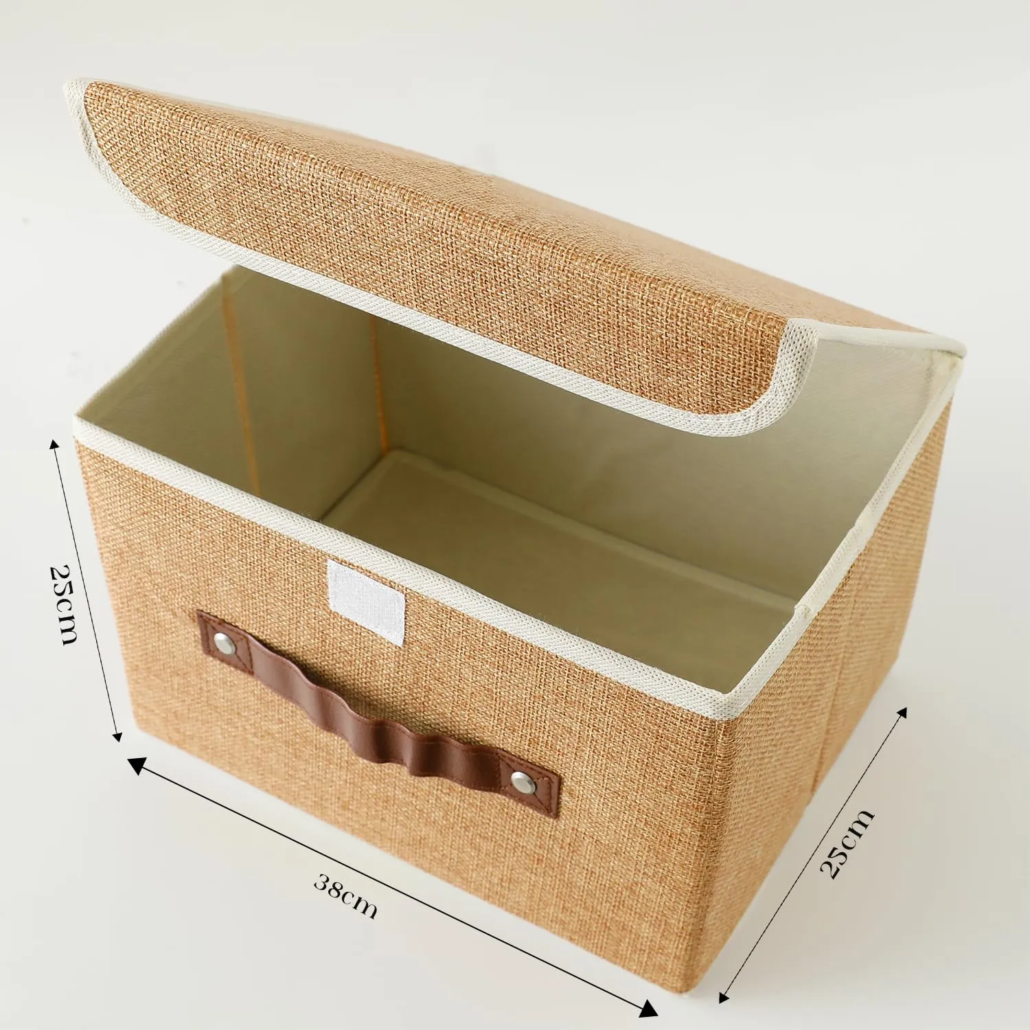 Kuber Industries Large Storage Box With Lid|Foldable Toys Storage Bin|Wardrobe Organizer For clothes|Front Handle & Sturdy Pack Of-6 (Khadi)