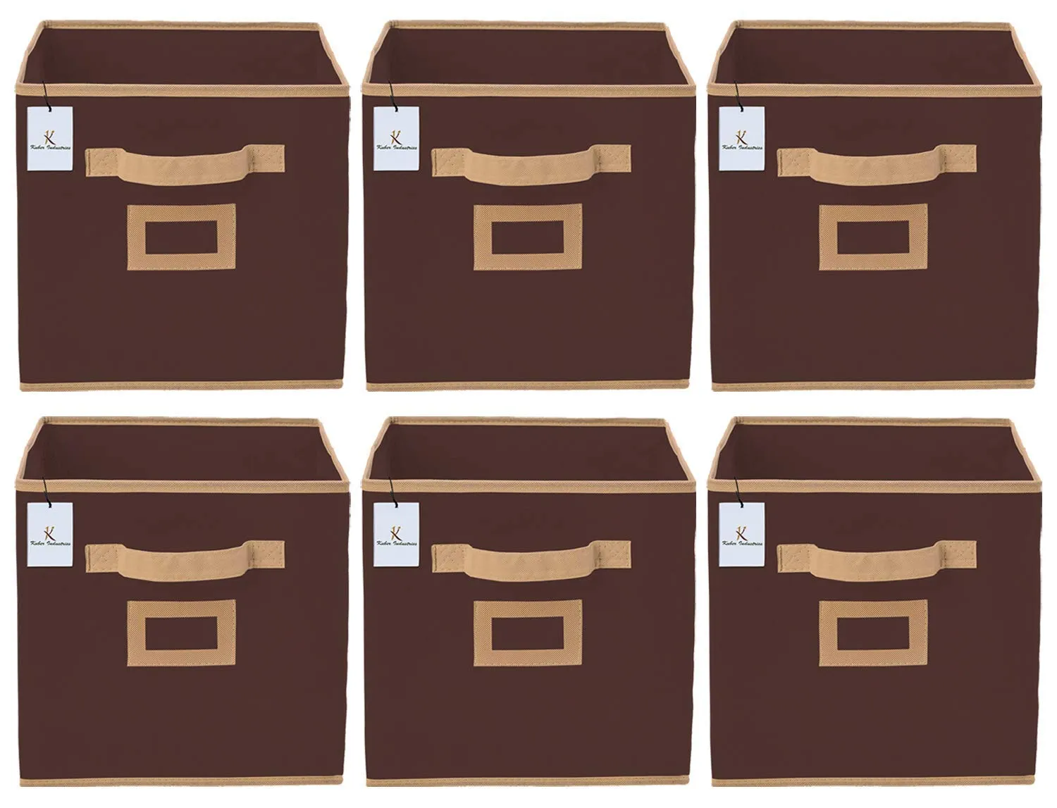 Kuber Industries Non Woven 6 Pieces Small Foldable Storage Organiser Cubes/Boxes (Coffee) - CTKTC035143