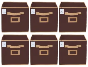 Kuber Industries Non Woven 6 Pieces Small Foldable Storage Organiser Cubes/Boxes (Coffee) - CTKTC035143