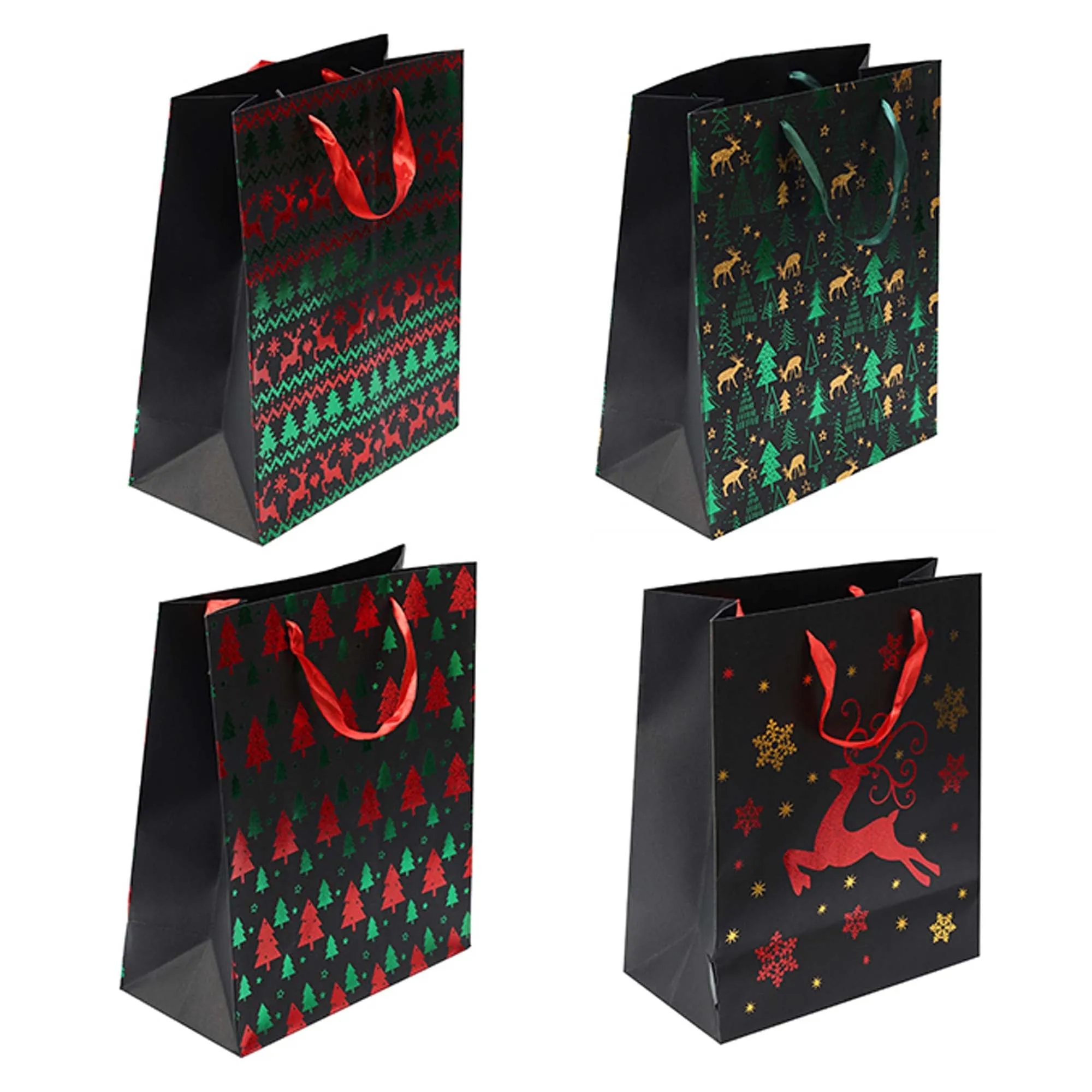Large Matte Christmas Gift Bag, Assortment, 1 Count