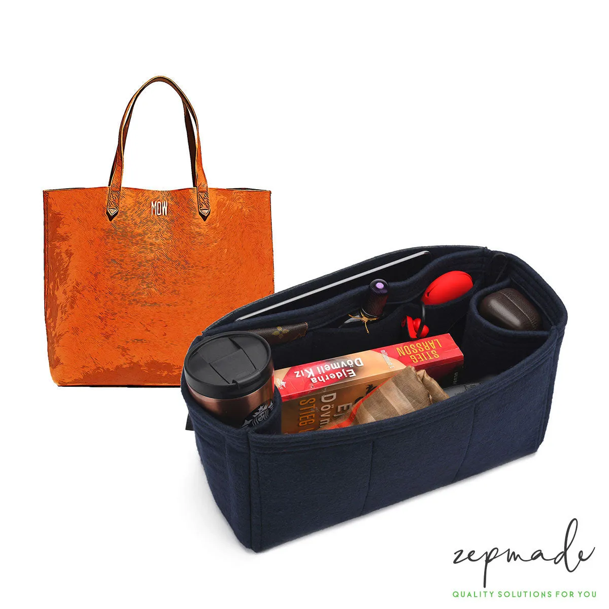 Madewell Transport Large Tote Organizer Insert, Bag Organizer with Double Bottle Holders