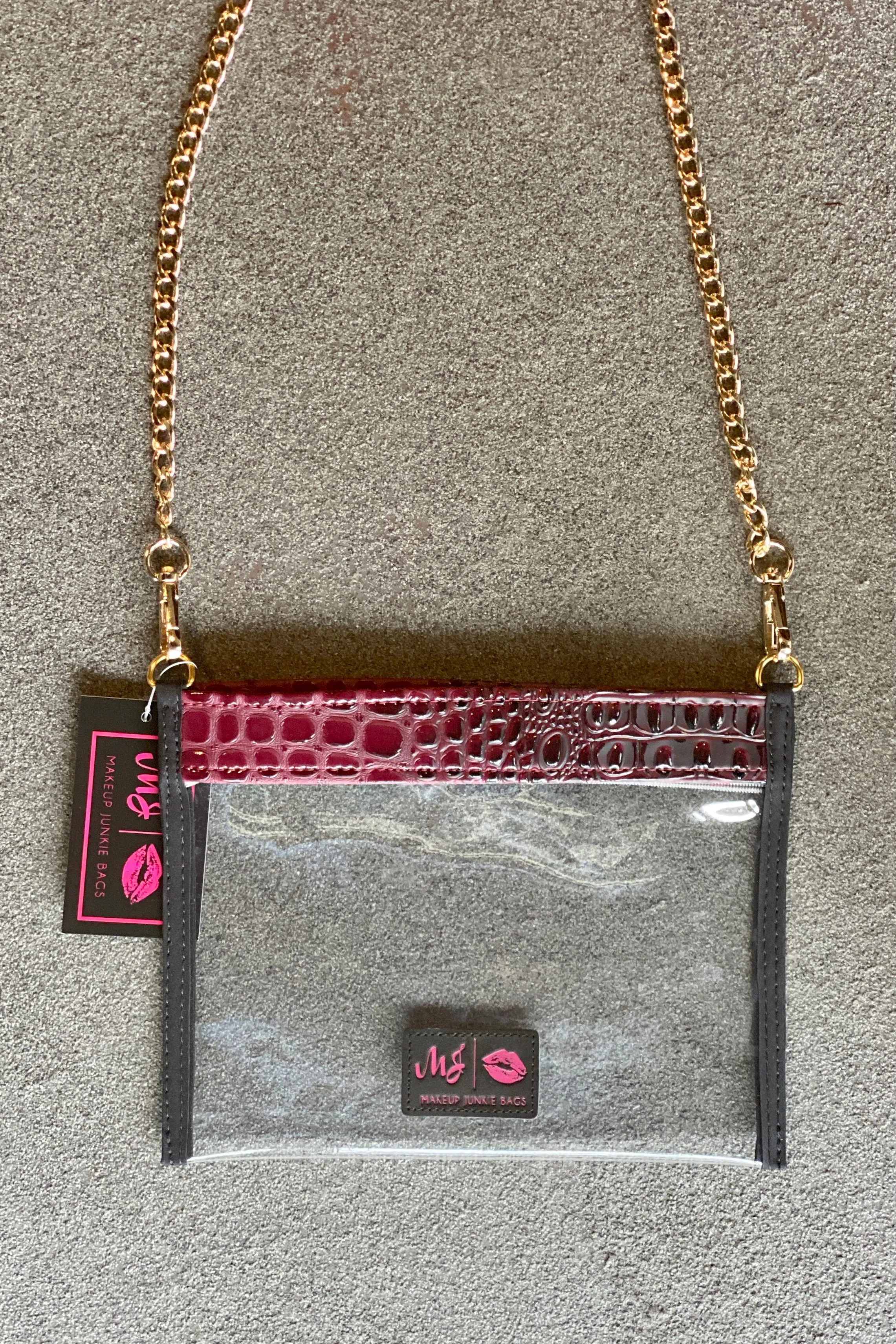 Makeup Junkie In the Clear WINE BUBBLE GATOR Crossbody