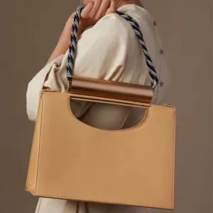Metal Handle Satchel Bag