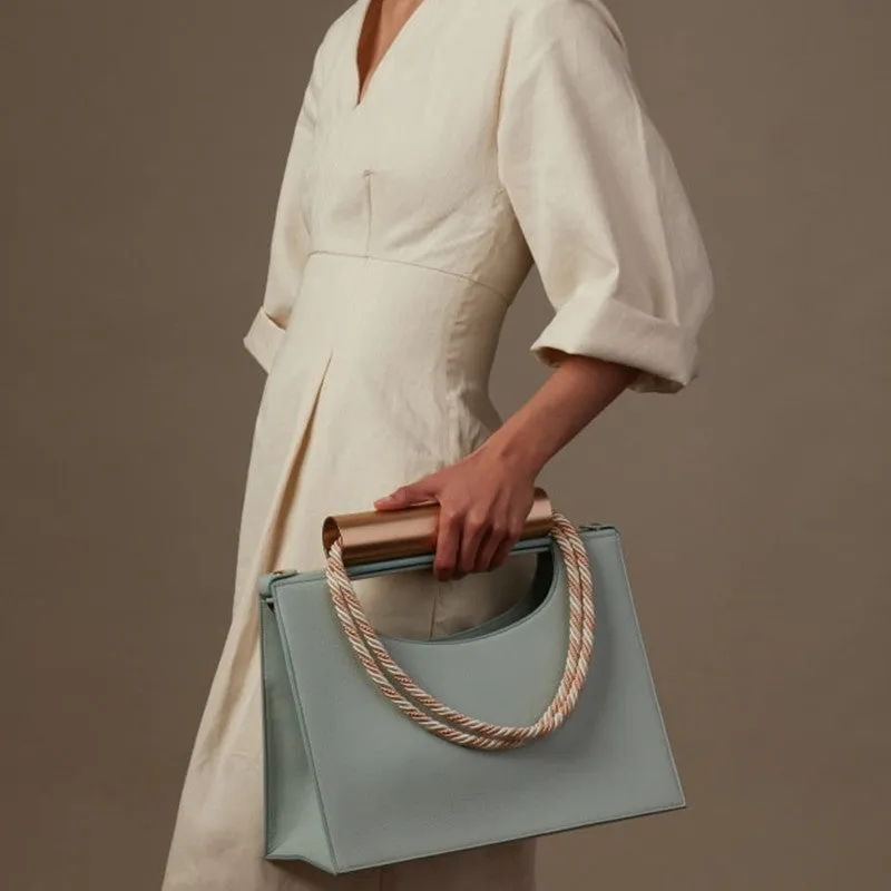 Metal Handle Satchel Bag