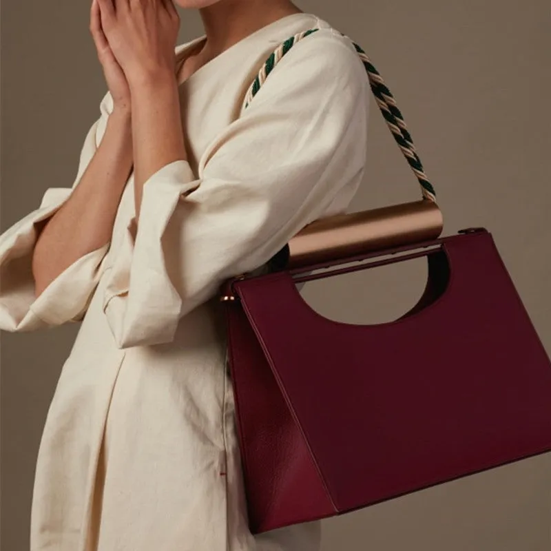 Metal Handle Satchel Bag