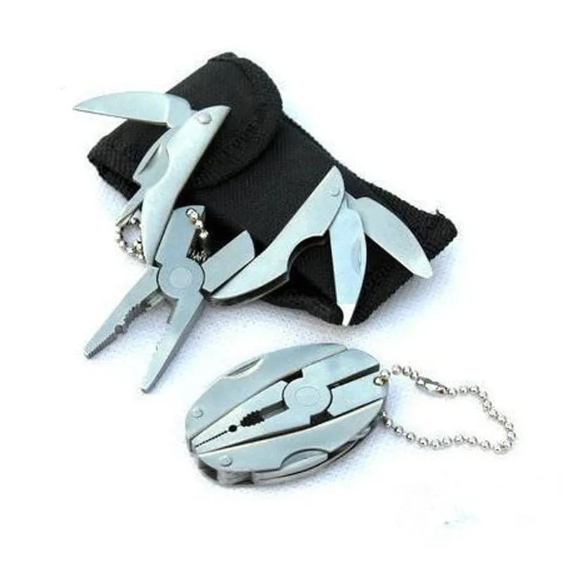 Mini Multi-Function Folding Pliers Key Chain Hoop With Carry Bag