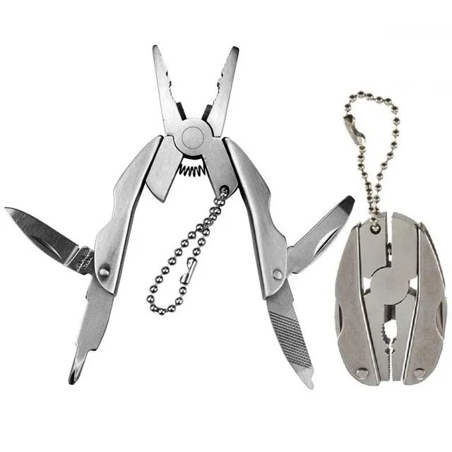 Mini Multi-Function Folding Pliers Key Chain Hoop With Carry Bag