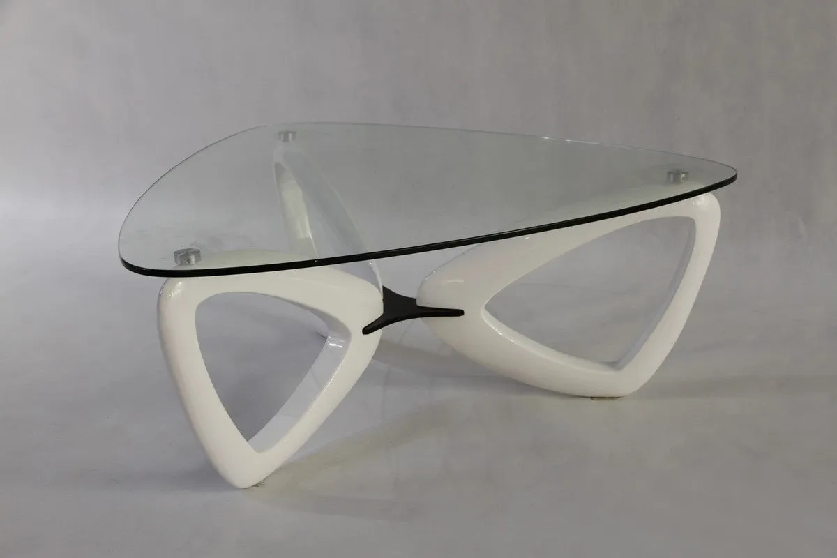 Modrest Medina Contemporary Glass & White Coffee Table