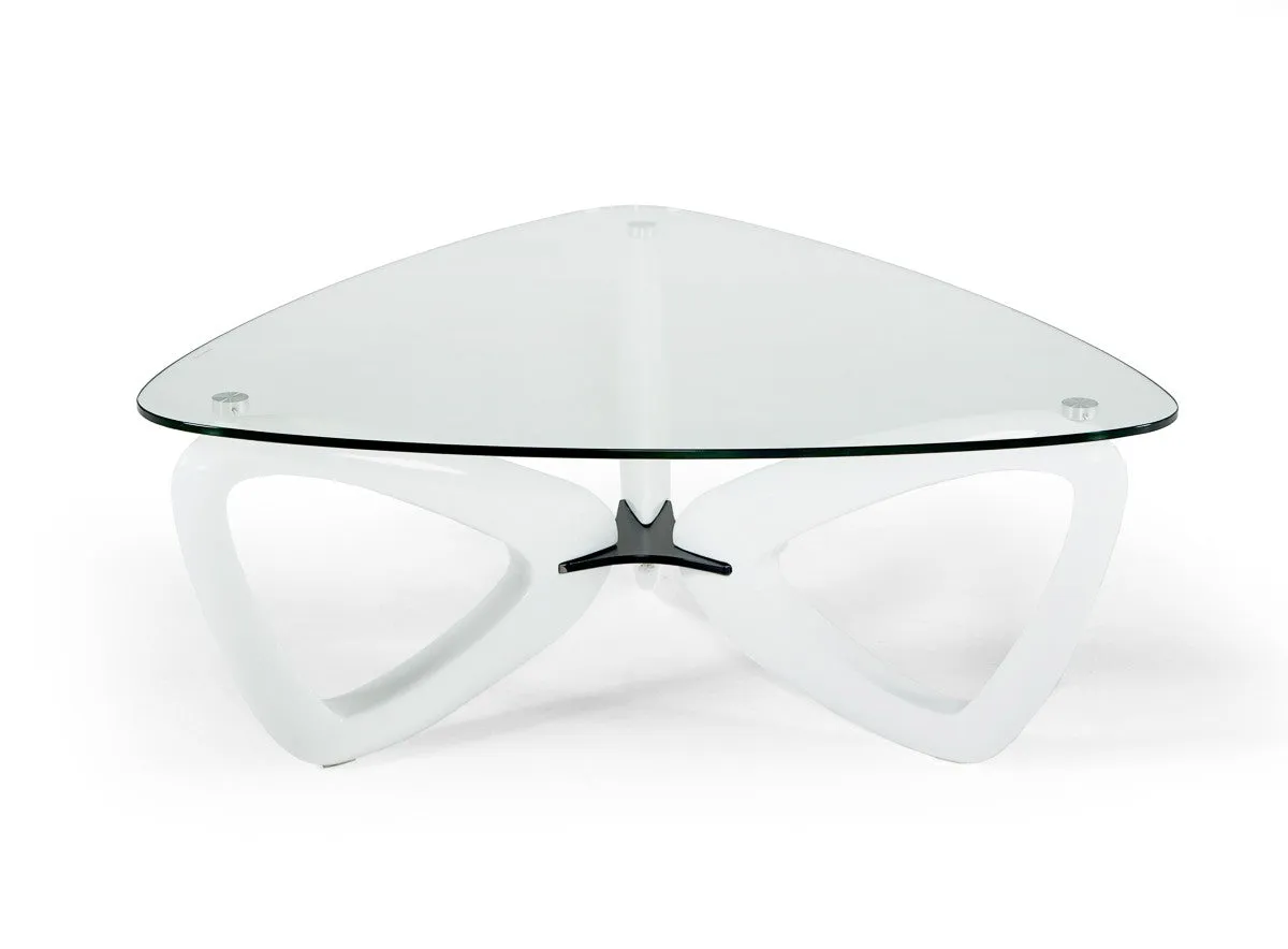 Modrest Medina Contemporary Glass & White Coffee Table