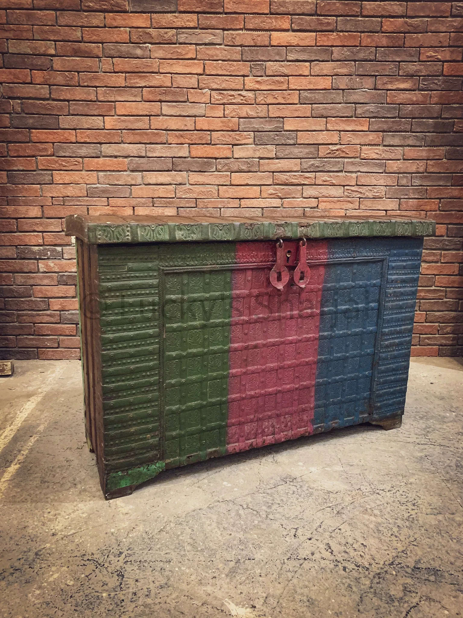MultiColor studded metal dowry chest