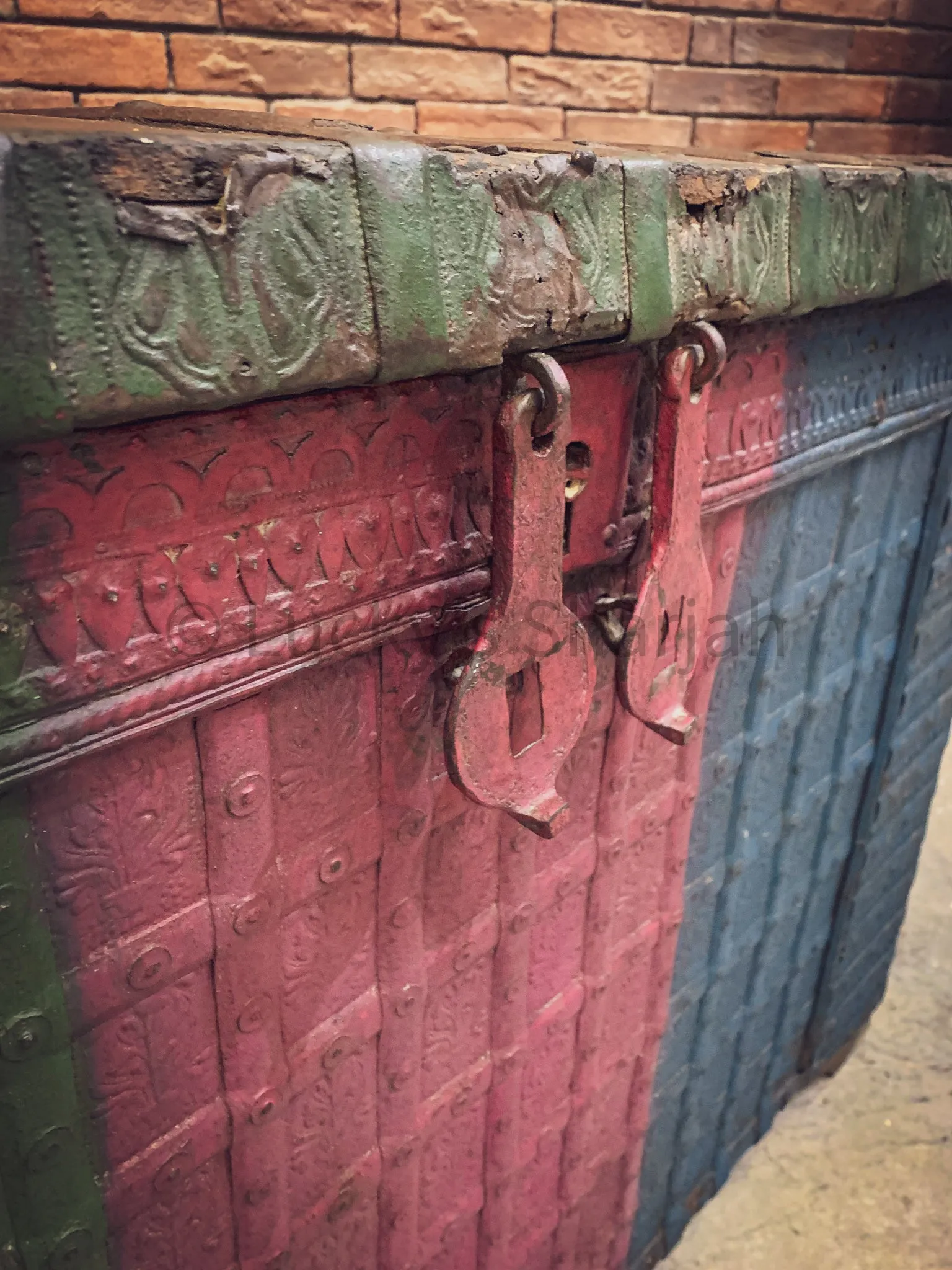 MultiColor studded metal dowry chest