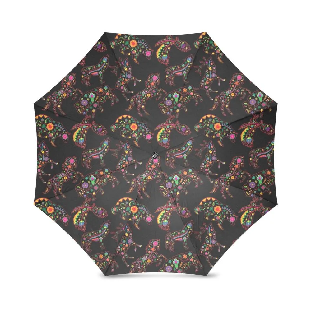 Neon Floral Animals Foldable Umbrella