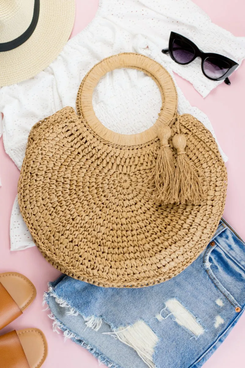 O-Ring Tassel Tote - Khaki