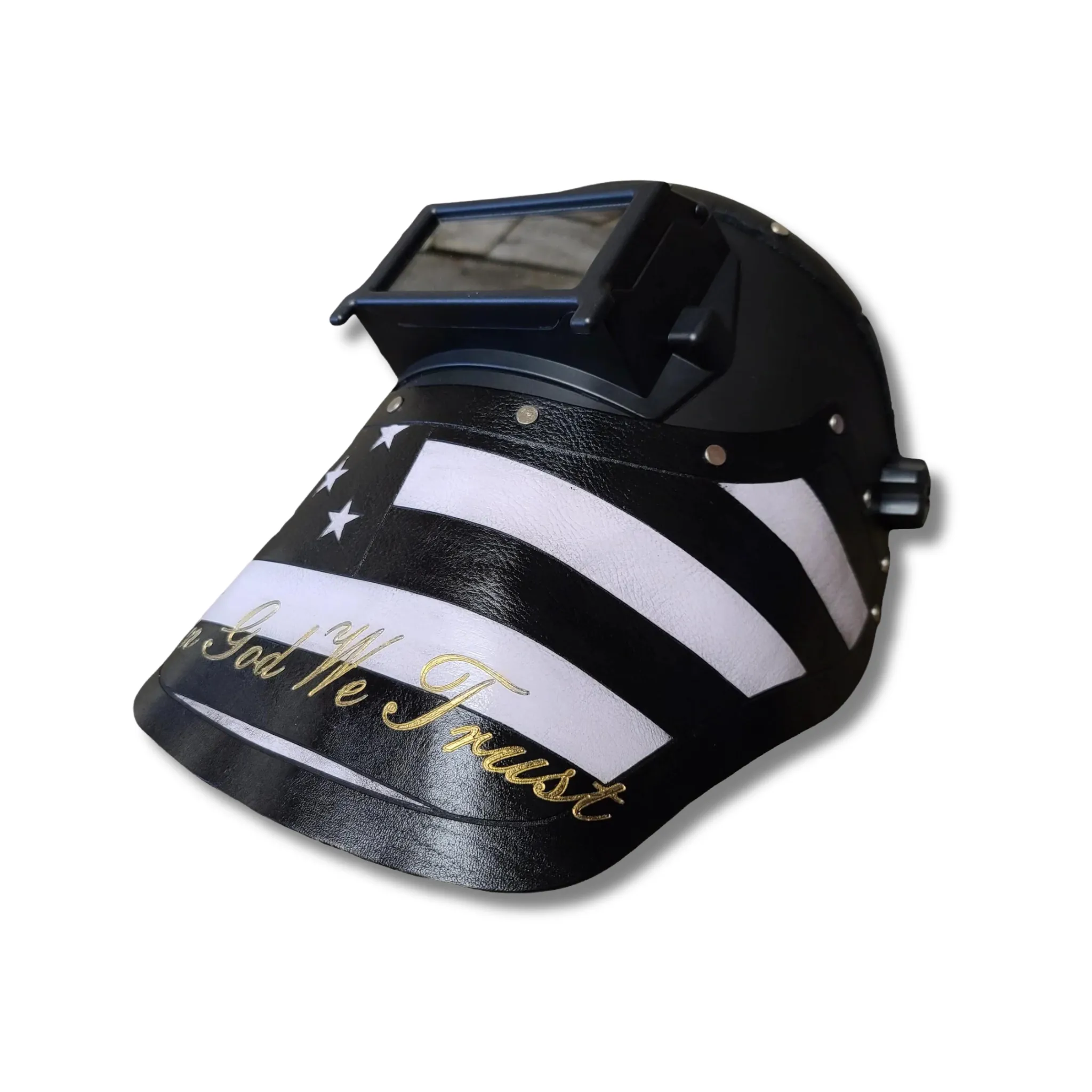 Outlaw Leather - Welding Hood - USA "In God We Trust" B/W