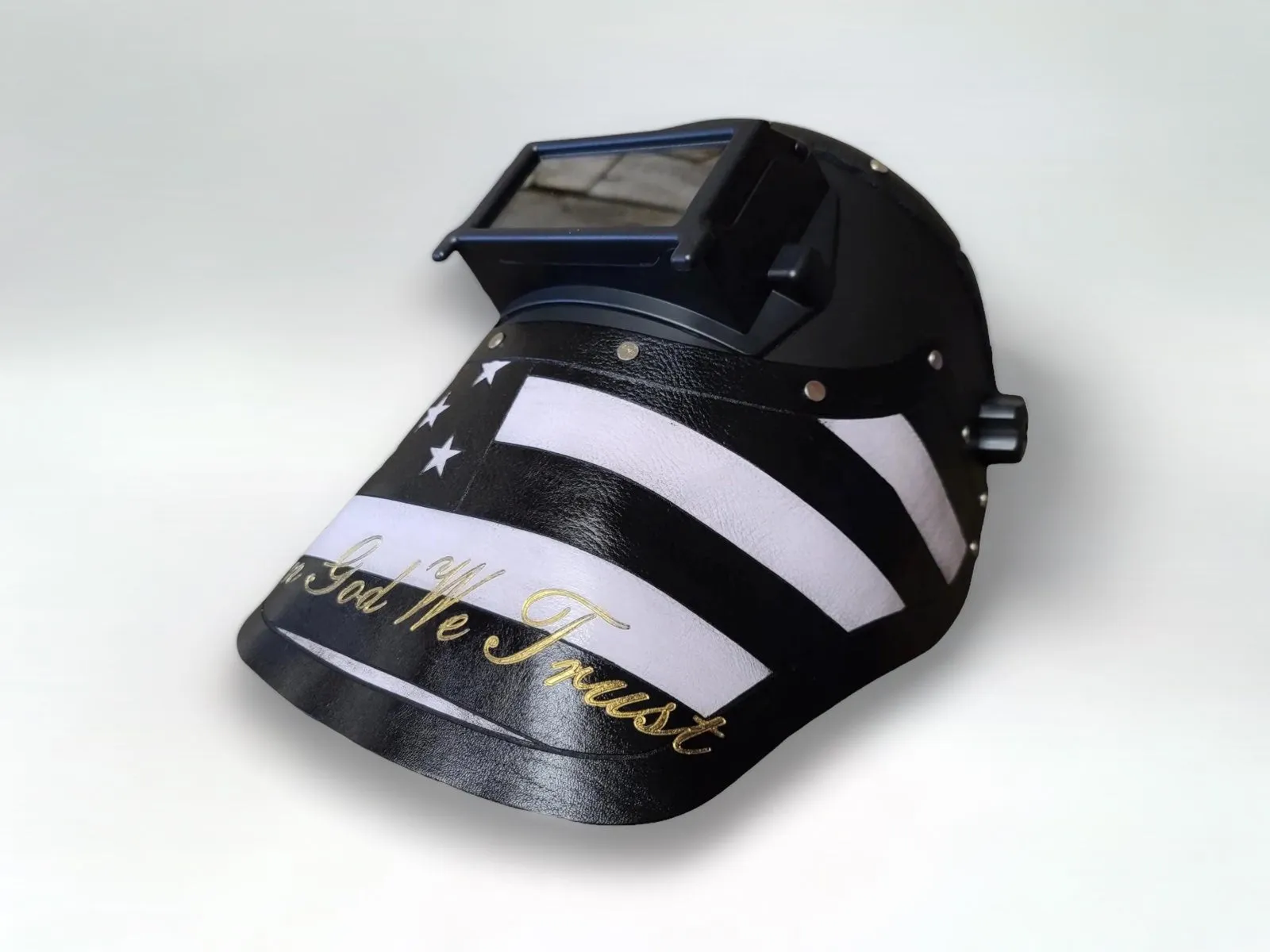 Outlaw Leather - Welding Hood - USA "In God We Trust" B/W