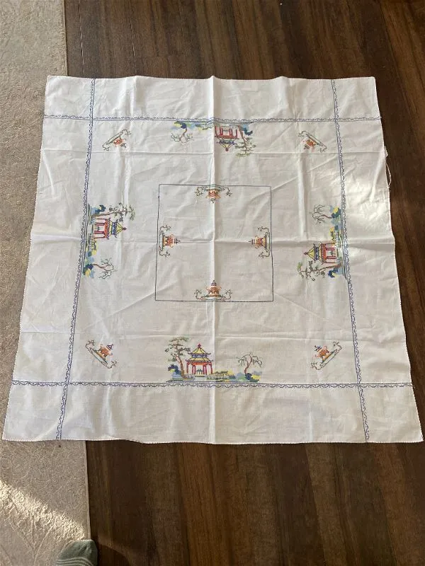Pagoda tablecloth cross stitch